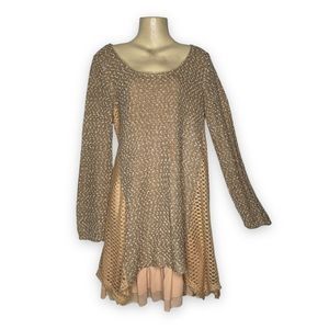 Anthro A’Reve Boho Tunic Dress Crochet Lace Ruffle Petticoat Bohemian Small